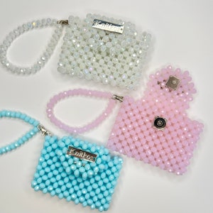 Porta biglietti da visita in cristallo, regalo per insegnanti inizio anno, portafoglio da donna con perline di cristallo, porta biglietti da visita per vaccini, portafoglio personalizzato Knitkos