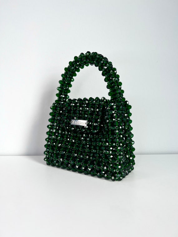 クリスタルビーズバッグ：ハンドメイドの高級ショルダーバッグ - Etsy 日本