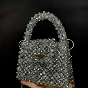 Crystal  bead bag, Bead LUXURY  bag, Women Bead bag, Bead Bag, bag Bead bag,Crystal Bead Bag,back shoulders bag, Women handbags Knitkos