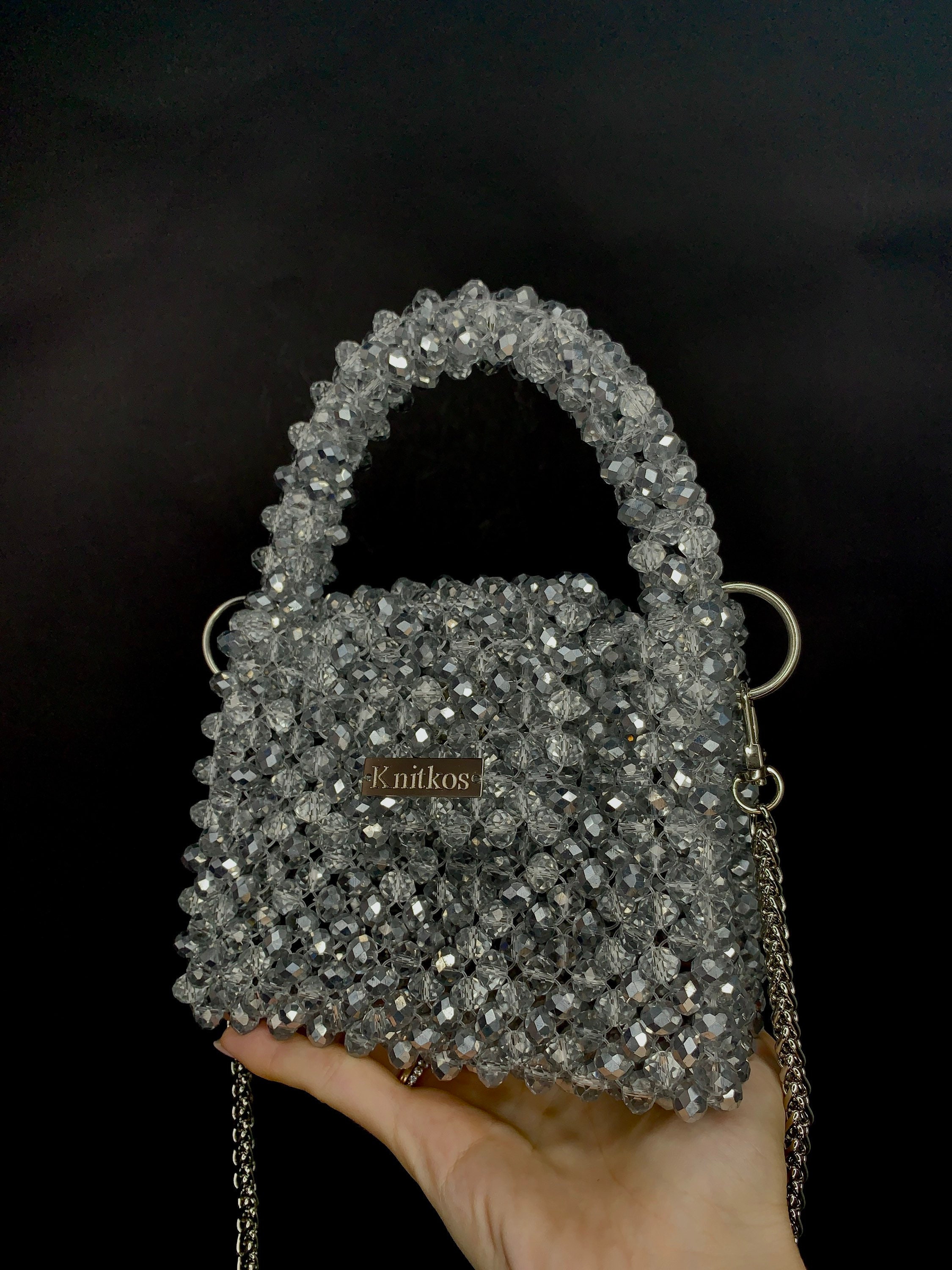 ◆typeservice◆ Beaded Handmade Knitted Bag Silver OSTA15SIF hqdefault.jpg
