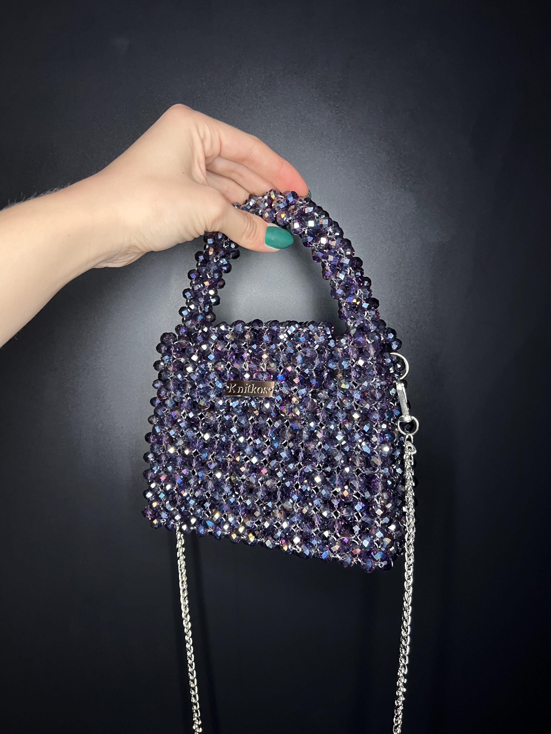 Crystal Bead Bag: Violet AB Luxury Shoulder Purse - Etsy