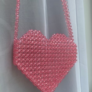 Bolso de cuentas de corazón rosa, bolso estético, clutch de lujo, bolso de noche, bolso de cuentas acrílicas, bolso personalizado, bolso de cuentas personalizado, regalo de San Valentín
