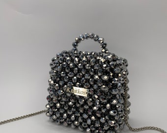 Crystal KNITKOS bead bag, Bead shoulder bag, Women Bead bag, Bead Bag, bag Bead bag,Crystal Bead Bag,back shoulders bag, Women handbags