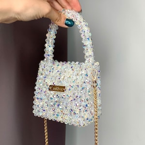 Luxus Preciosa Crystal AB Perlen Umhängetasche, Elegante Damen Luxus Geldbörse für besondere Anlässe, Crystal Hochzeitstasche, Perlen Brauttasche