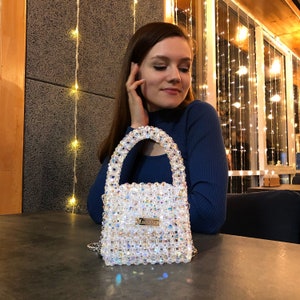 PRECIOSA Kristall AB Perlentasche, Perlen LUXURY Tasche, Frauen Perlentasche, Perlentasche, Tasche Perlentasche, Kristallperlentasche, Schultertasche, Frauen Knitkos