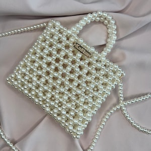 Knitkos Ivory evening bag Pearl beaded ivory bag Luxury gift box Best friend gift box,m Vintage handbag Aesthetic tote bag Luxury handbag image 4