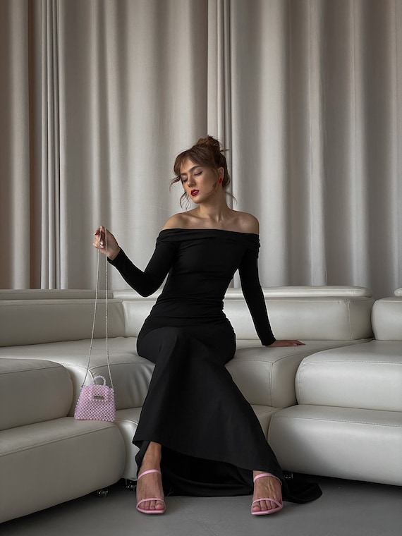 red dress one shoulder Red Long Sleeve One Shoulder Maxi Dress