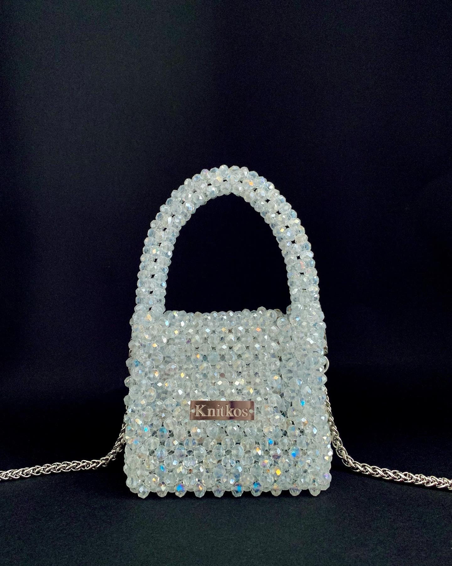 ZYJBM Handmade Beaded Bag Beaded Tassel Tote Hollowed Out Pearls Women's  Bags