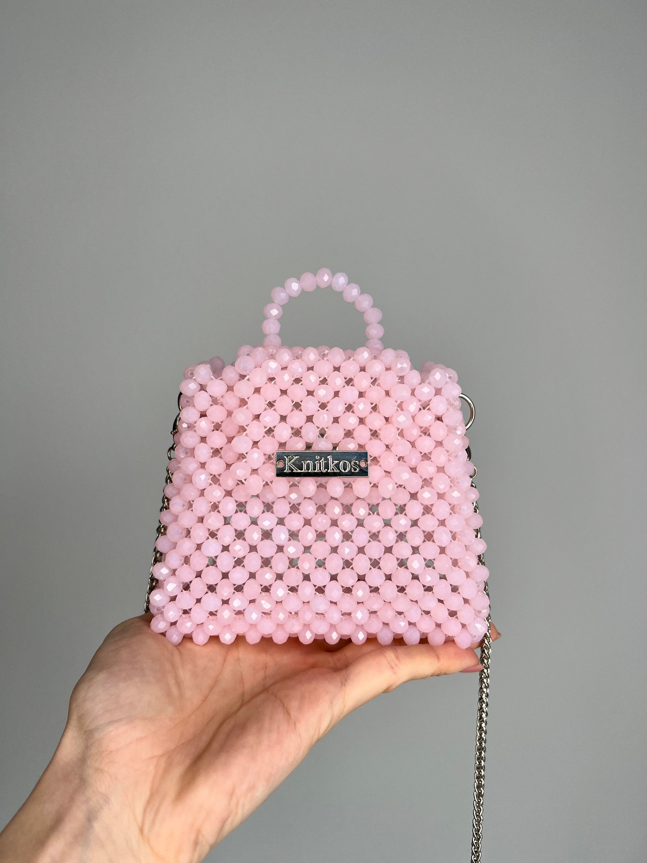 【typeservice】24fw Rose Beads Bag Pink_Floral_Hand_Beaded_Clutch