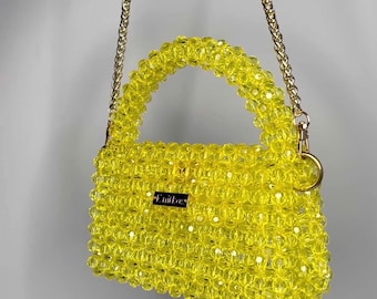 【COS】 Diamond Quilted Hand Bag Yellow COS Quilted Mini Bag Purple - Gem