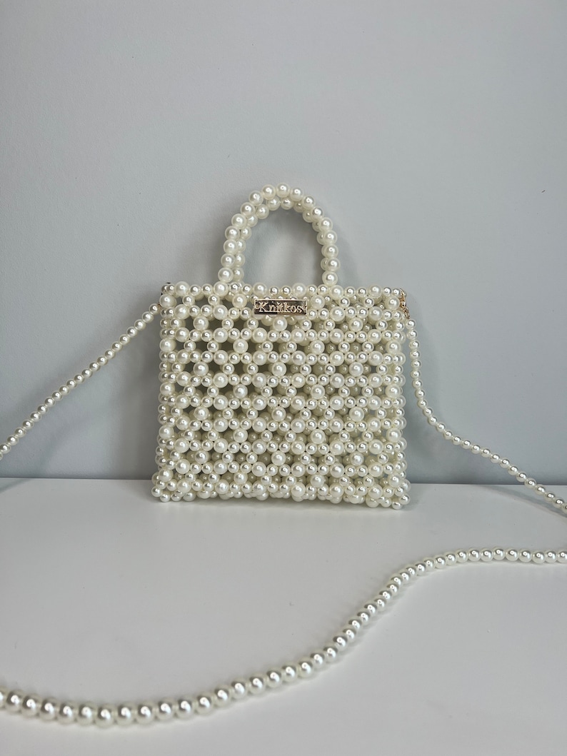 Knitkos Ivory evening bag Pearl beaded ivory bag Luxury gift box Best friend gift box,m Vintage handbag Aesthetic tote bag Luxury handbag image 6