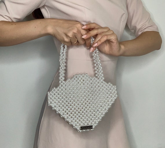 Sac à Main Perles Vintage Artisanal - Travail Ancien Créateur Soirée Noir