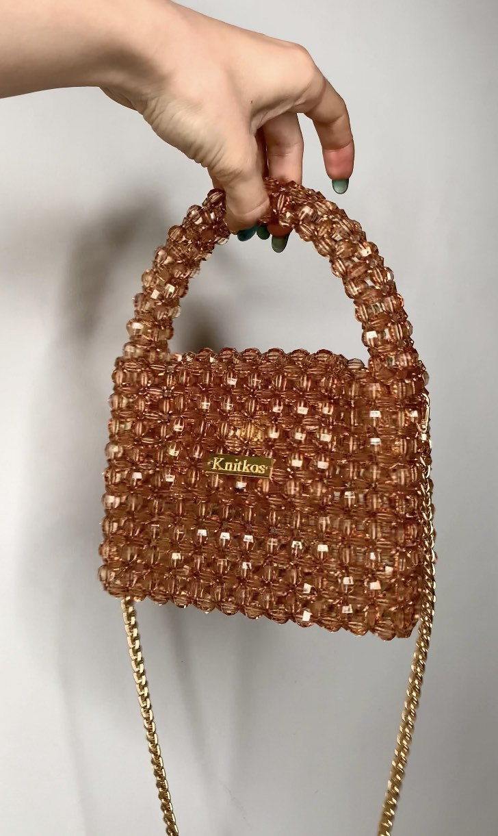 ハンドメイドクリスタルビーズバッグ：ブルーショルダーバッグ - Etsy 日本