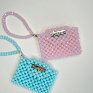 Portafoglio con cordino personalizzato in cristallo, regalo, portachiavi carino, piccolo portafoglio da polso, porta carte di credito, borsa Knitkos, portachiavi anime
