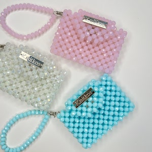 Cartera de cuentas Crystal KNITKOS para mujer, tarjetero de cuentas, monedero pequeño de regalo para mujer, bonito monedero de cuentas, monedero de cuentas, mini monedero, regalo de cumpleaños