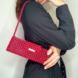 Beaded pink clutch , pink bag, mini purse, mini clutch, evening bag, crossbody ag, beaded pink bag, acrylic purse, woman handbag