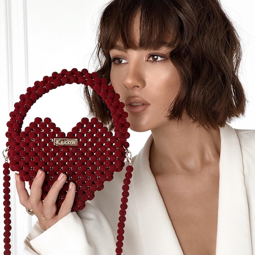 クリスタル KNITKOS ビーズバッグ、ビーズショルダーバッグ クリスタル KNITKOS ビーズバッグ、ビーズショルダーバッグ