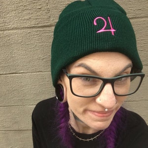 JUPITER Beanie - Green and Pink - Warm Gift - Harajuku