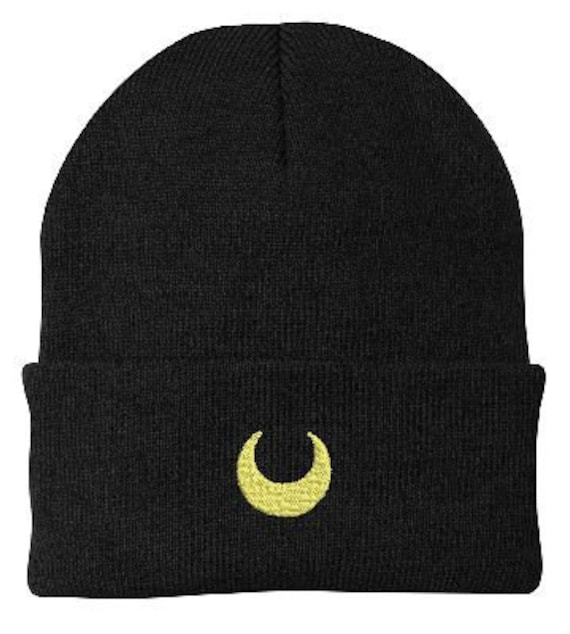 CRESCENT MOON Beanie Black and White Warm Gift Harajuku
