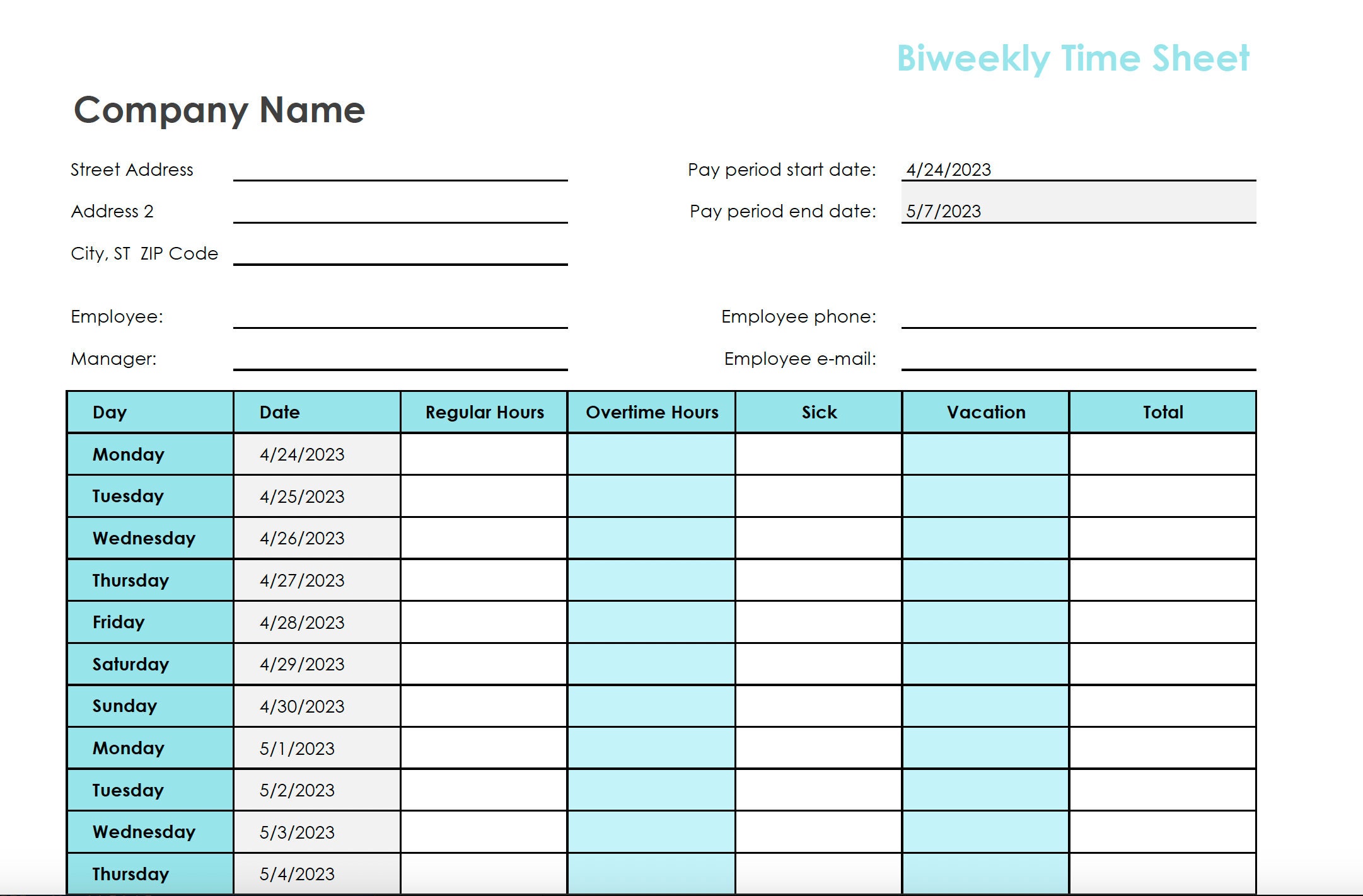 The biweekly timesheet for contractors etsy