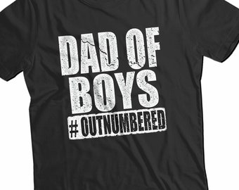 Vader van jongens # Outnumbered T-Shirt, Vintage Fathers Day Shirt, Dad Life Tee, Shirt voor Kerstmis