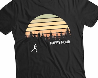 Camisa de Happy Hour para correr en el bosque para hombres, regalo de corredor divertido para él, camisa de carrera, camiseta de maratón, camiseta de papá de fitness running camiseta unisex
