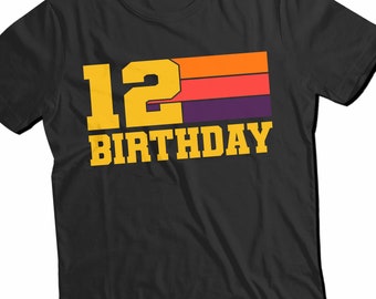 12 Years Old Birthday Boy Girl Shirts, 12 Year old Birthday 12th Birthday, 12 Anniversary Personalized  Number Shirt, Gift For Son