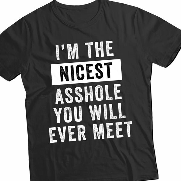 I'M The Nicest Asshole TShirt, Rude Shirts Men, Sarcastic T Shirt, Funny Shirt For Men, Shirt For Asshole