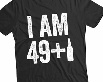 I Am 49 Plus Bierflasche T-Shirt, Lustiges 50. Geburtstag Shirt, Unisex Lustiges 50 AF - Witz Geboren in 1971 Geschenk Vintage TShirt für BDay Party