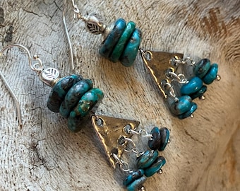 Sterling silver and turquoise earrings.