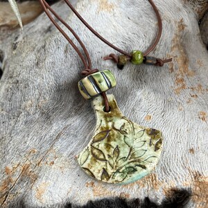 Raku ceramic necklace, boho jewelry.