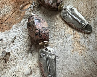 Tribal Pewter earrings, statement earrings.