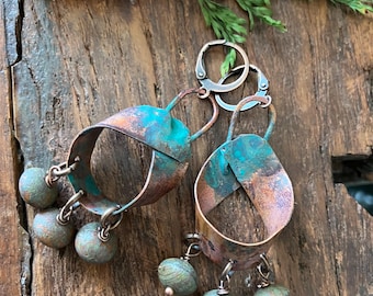 Artisan copper earrings.
