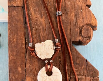 White turquoise necklace, white howlite necklace.