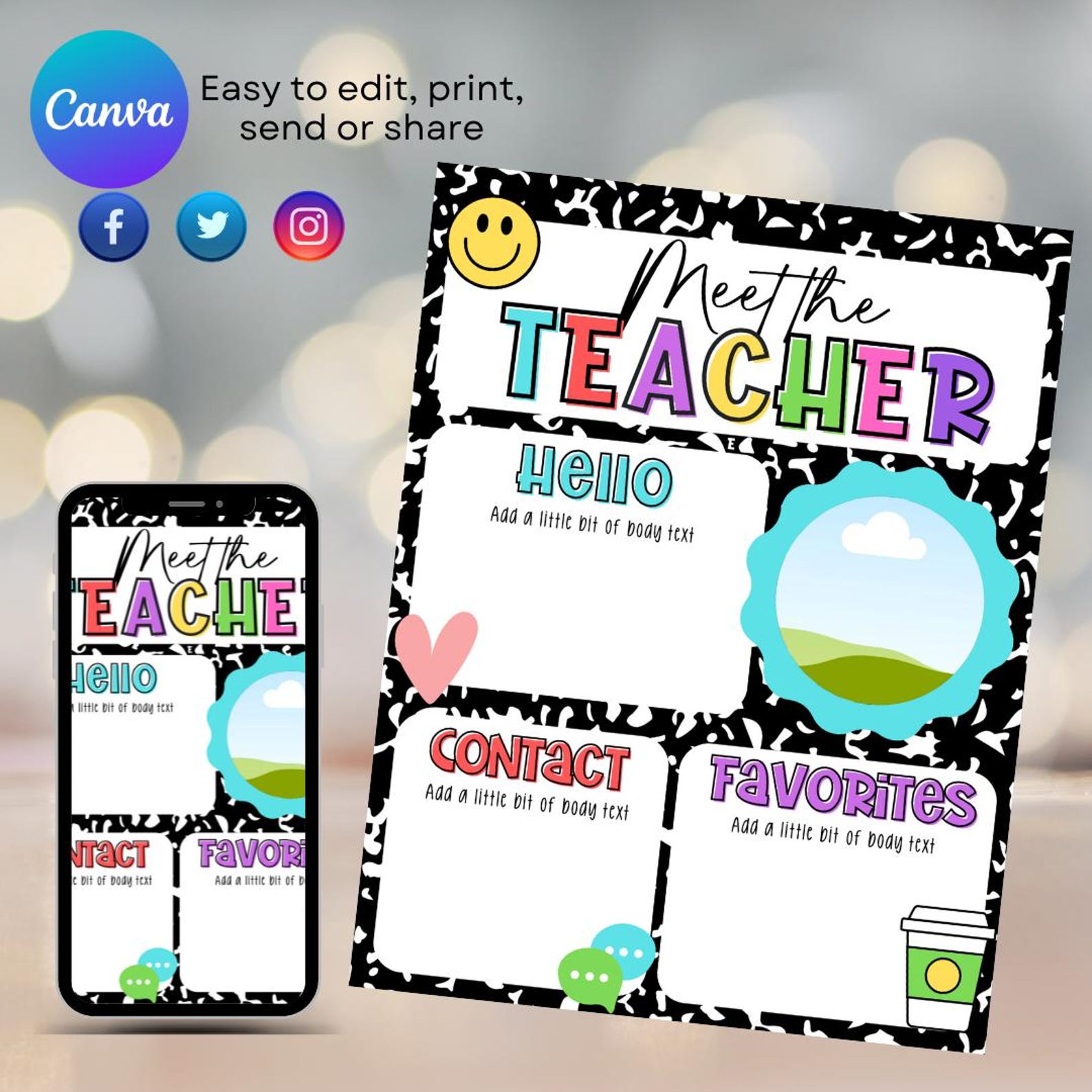 Editable Meet the Teacher Flyer | Canva Template | Back to School ...
