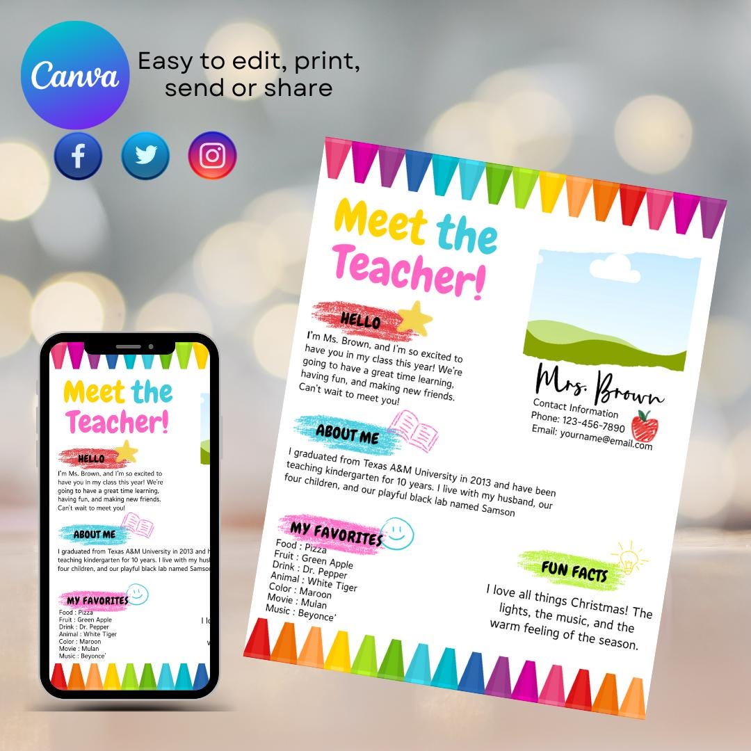 Editable Meet the Teacher Flyer | Canva Template | Back to School ...