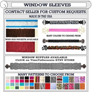 New CUSTOM window rod SLEEVES sleeve valance topper many colors patterns to CHOOSE from cord chain cover solid wide rod dauphine