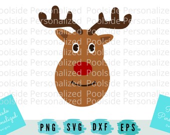 Cute Deer Reindeer Face Kids Boy Girl SVG PNG Dxf Eps Cut Files Instant Download Cricut Cutting Machines Christmas Holidays Winter Shirt