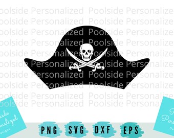 Skull Swords Spooky Pirate Hat Black and White Simple Skeleton SVG PNG Dxf Eps Cut Files Instant Download Cricut Halloween Crossbones Horror