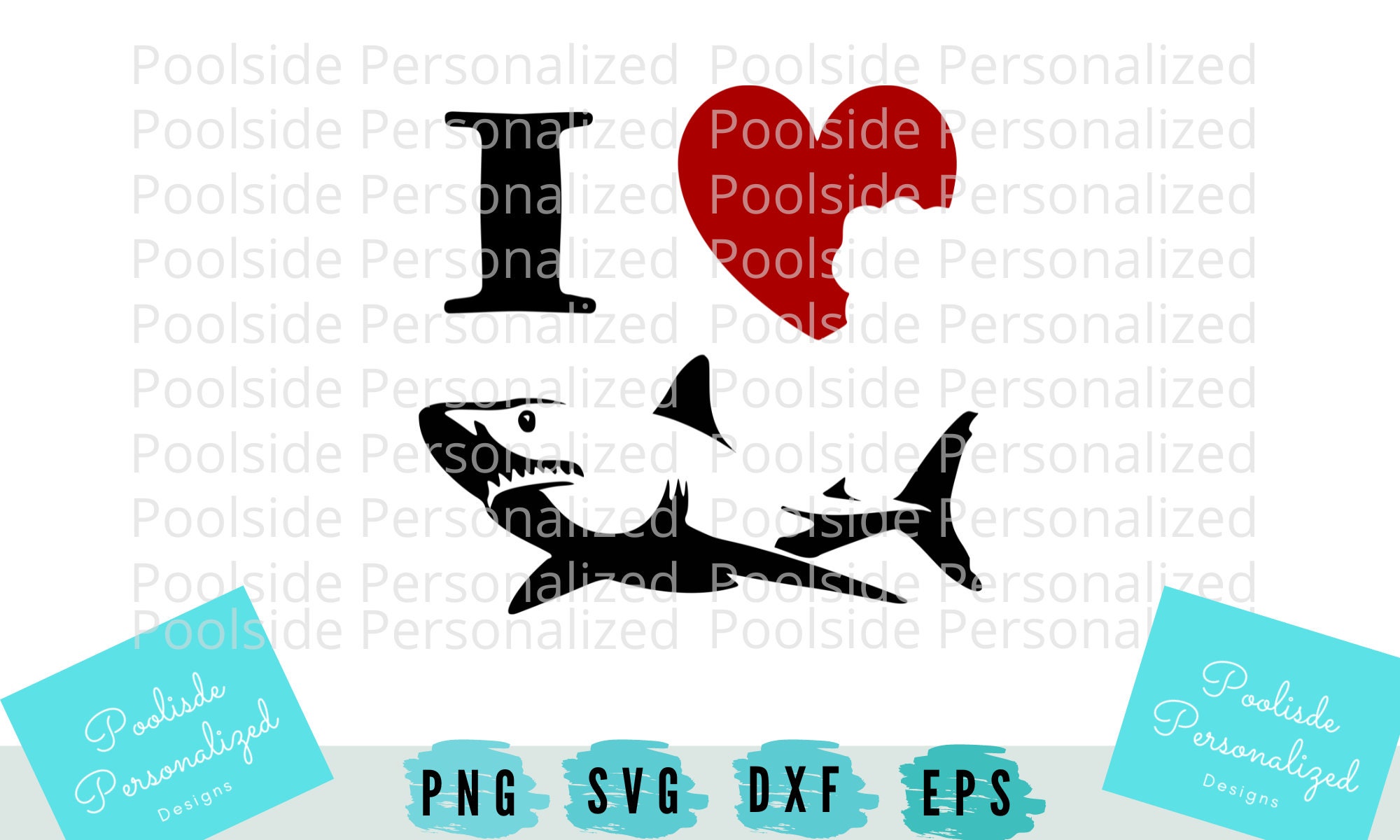 I Heart Sharks Cute Simple Shark Week Shark Lover  SVG PNG Dxf Eps Cut Files Instant Download Fish Time saver Cricut cutting machines Marine