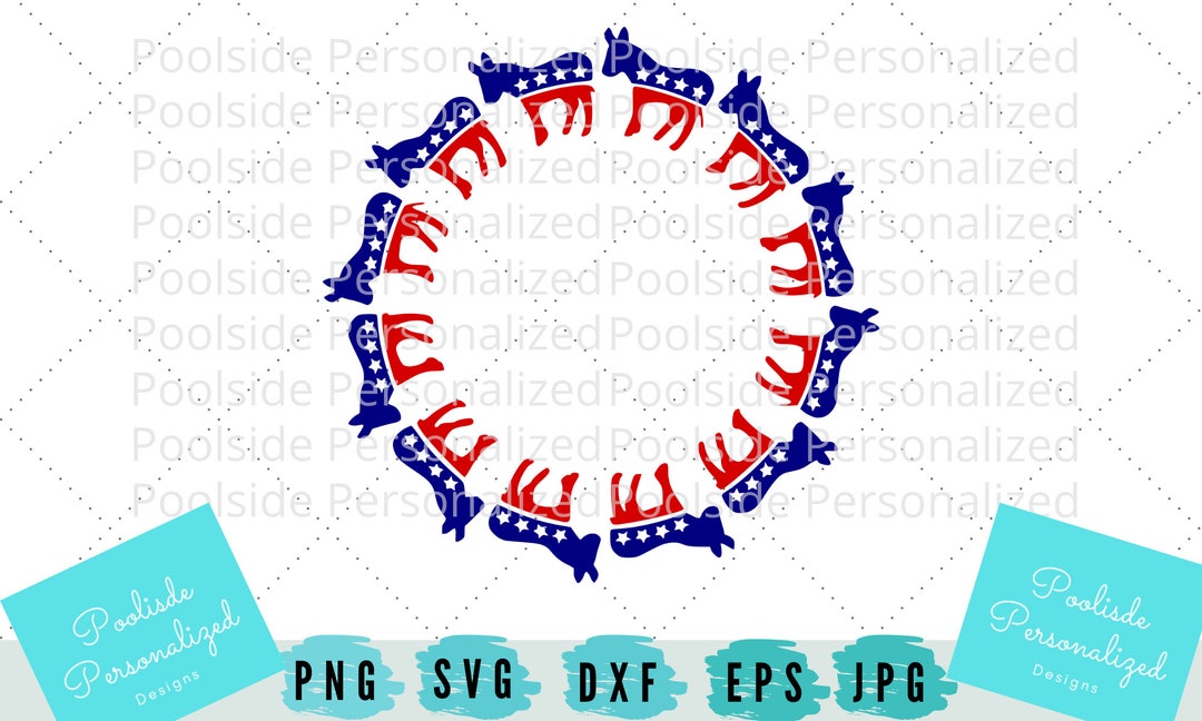 Democrat Donkey Circle Monogram SVG EPS DXF Jpg Png Cut Files Instant ...