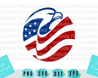 American Flag Bald Eagle Patriotic SVG EPS DXF Png Cut Files Instant Download Red White Blue 4th of July Cricut Time Saver Usa Flag America