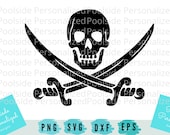 Skull Swords Spooky Pirate Skeleton Black and White Simple SVG PNG Dxf Eps Cut Files Instant Download Cricut Halloween Crossbones Horror