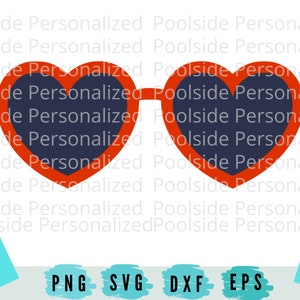 Lindas gafas de sol de corazón SVG PNG Dxf Eps Cut Files Descarga instantánea Negro y rojo Día de San Valentín Cricut máquina de corte Chicas Gafas de sol Verano