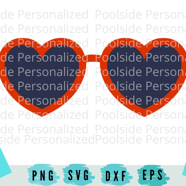 Cute Heart Sunglasses SVG PNG Dxf Eps Cut Files Instant Download Black and Red Valentines Day Cricut cutting machine Girls Sunglasses Summer