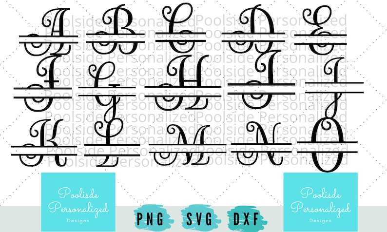 Download Split Monogram A-Z Letters SVG PNG DXF Cut Files Instant ...