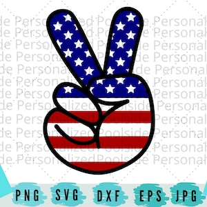 America Peace Sign Fingers Patriottische SVG EPS DXF Jpg Png Cut Files Instant Download Rood Wit Blauw 4 juli Cricut Time Saver Usa Flag