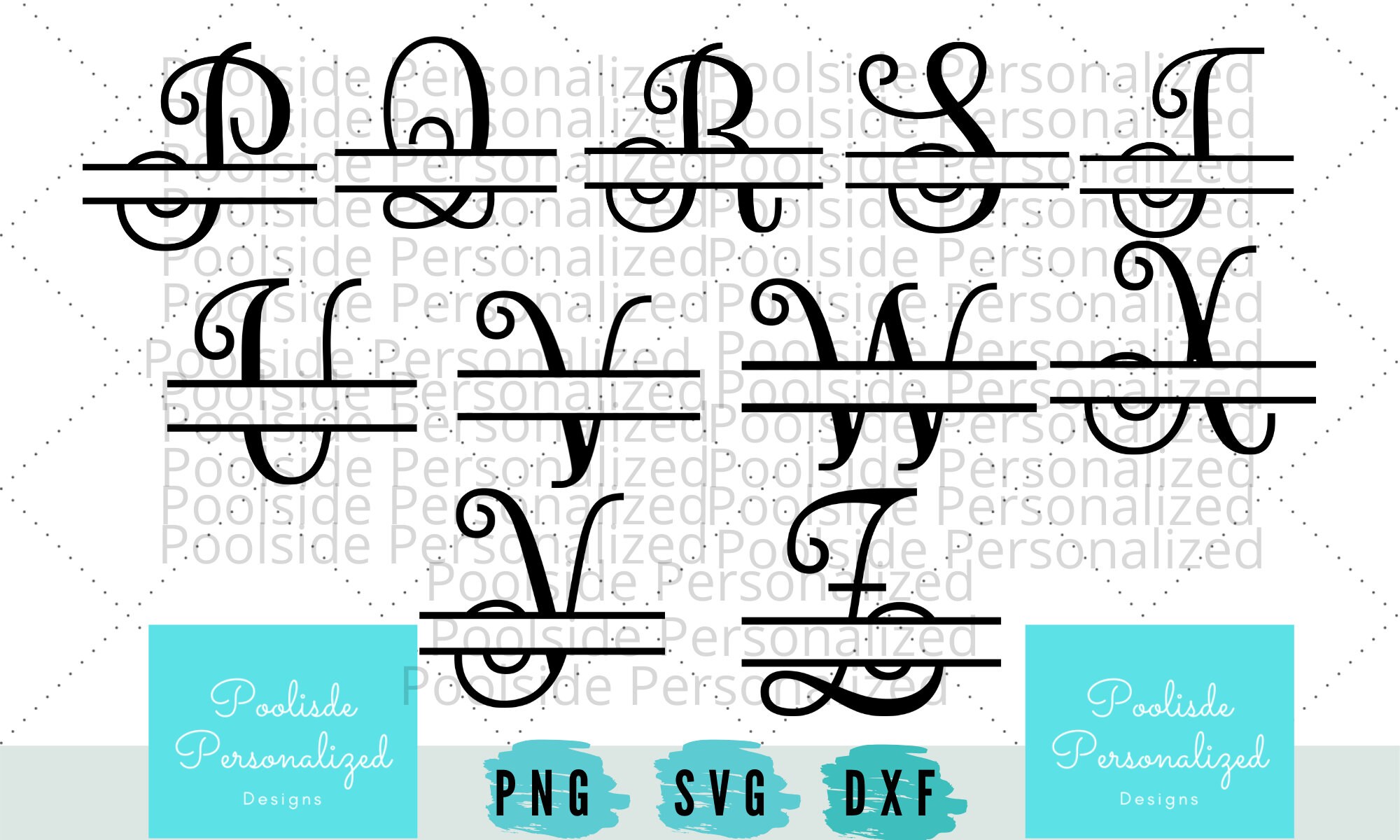 Split Monogram A-Z Letters SVG PNG DXF Cut Files Instant Download Split ...