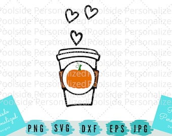 Cute Pumpkin Coffee Clip Art SVG PNG Dxf Eps Jpg Cut Files Instant Download Fall Pumpkin Spice Latte Cricut Machine To Go Coffee Cup