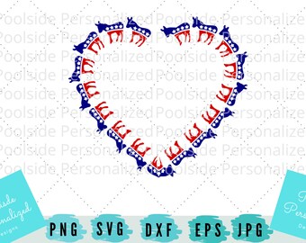 Democrat Donkey Heart Monogram SVG EPS DXF Jpg Png Cut Files Instant Download Red White Blue Vote Liberal Cricut Cut File Usa Party Politics